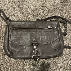 Fossil gray leather crossbody bag
